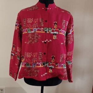 Chicos design silk blazer button top size sz 1 M